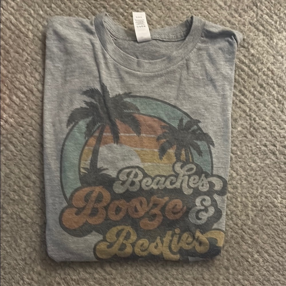 Bella Canvas Gray Short Sleeve Tee with Retro Beach Graphic